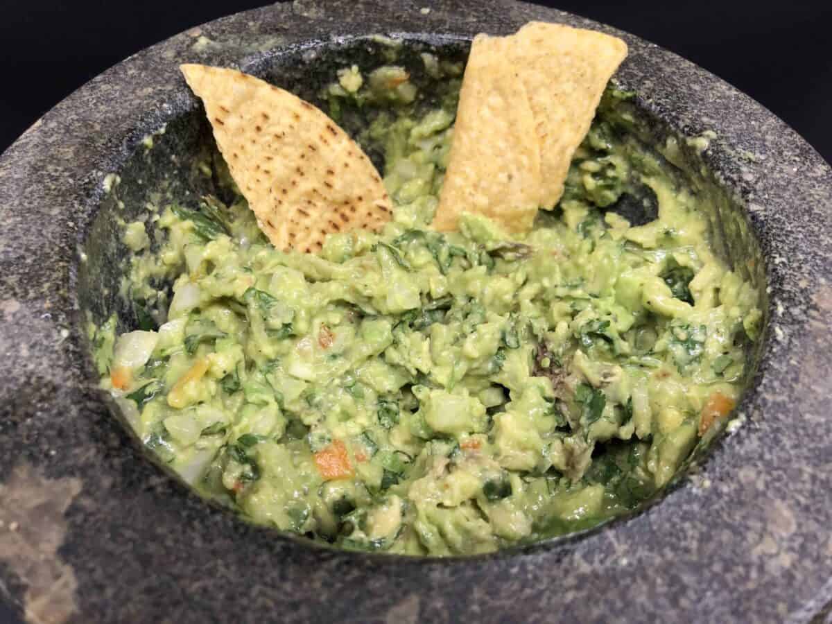 Guacamole with chips.