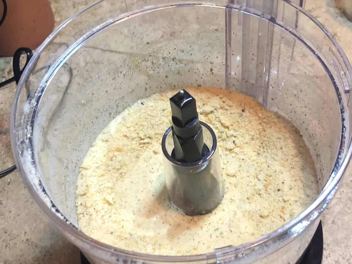 Breadcrumbs in food processor.