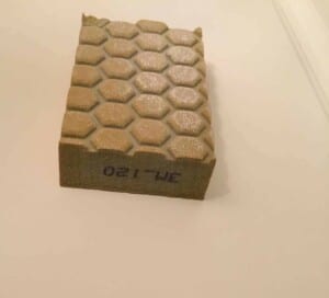 Updating bathroom - 120-grit sanding block