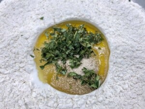 Herb Infused Ciabatta Bread - Ready to add the water and mix (Photo by Erich Boenzli)