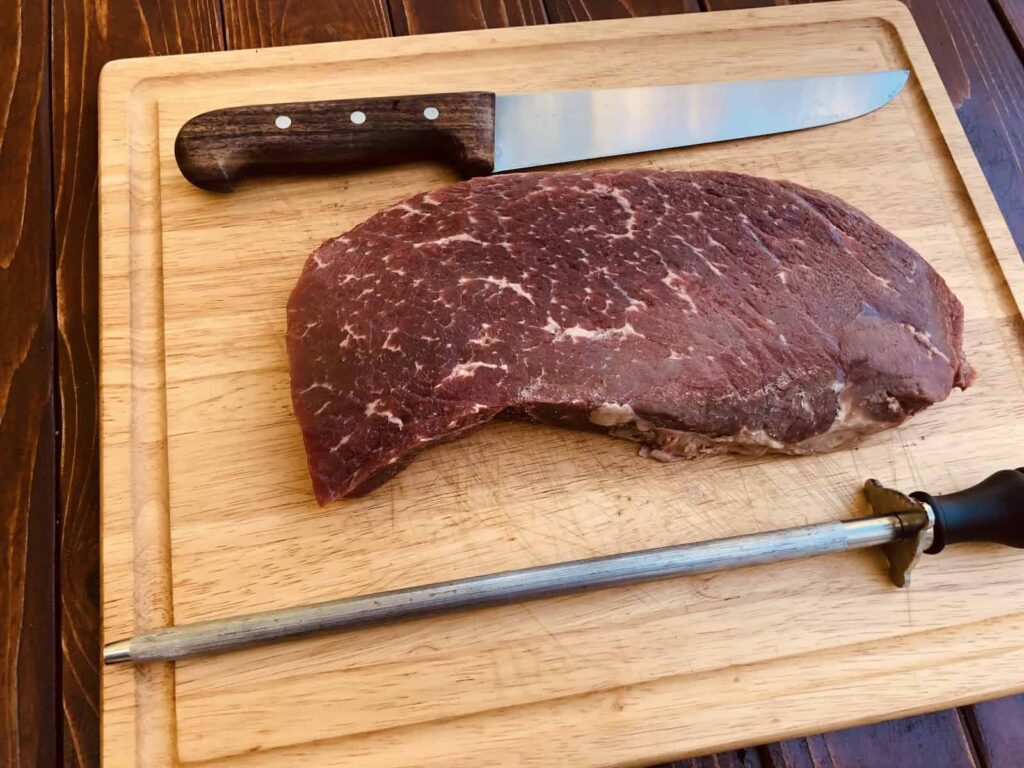 Beef Jerky - 2 lbs top round London broil (Photo by Erich Boenzli)