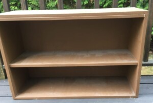 Bookcase makeover - The "before" picture...Wow, when's the last time I dusted behind the books?! (Photo by Viana Boenzli)