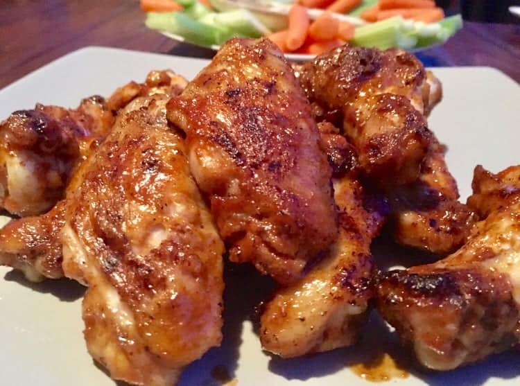 Charcoal grilled chicken wings.