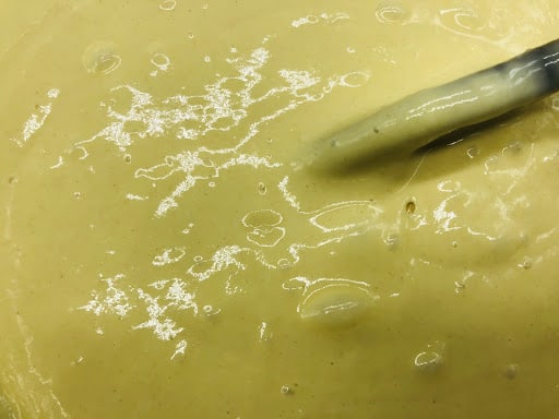 Keep stirring and whisking the batter until bubbly.