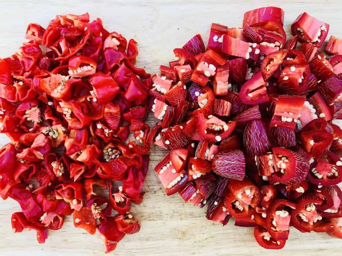 Oh, did I tell you to use gloves doing this step of chopping the peppers?