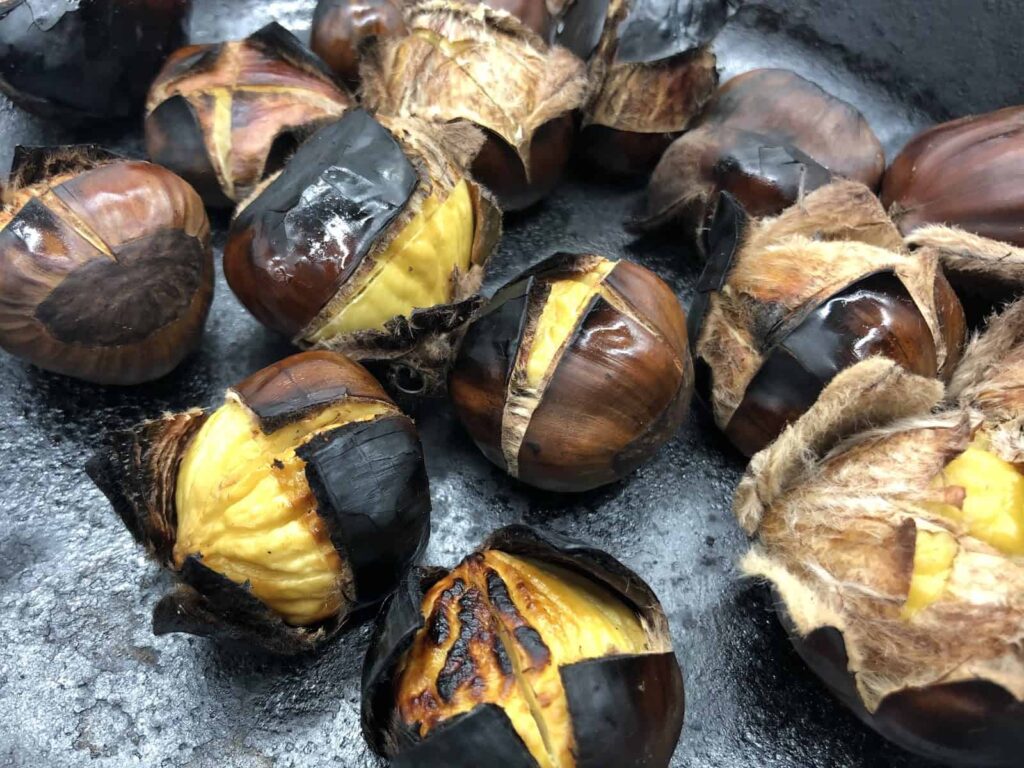 Chestnuts Roasting on an Open Fire - They’re done and smell absolutely delicious (Photo by Erich Boenzli)