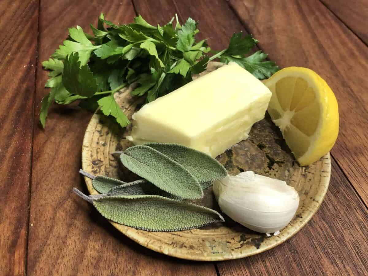 Ingredients on a small plate.