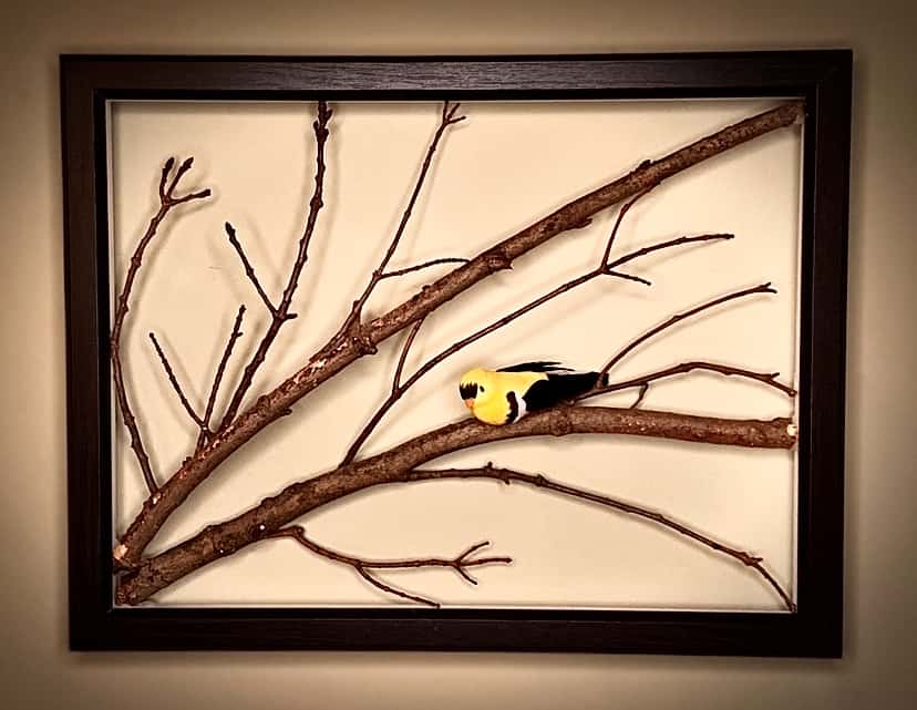 framed tree branch art