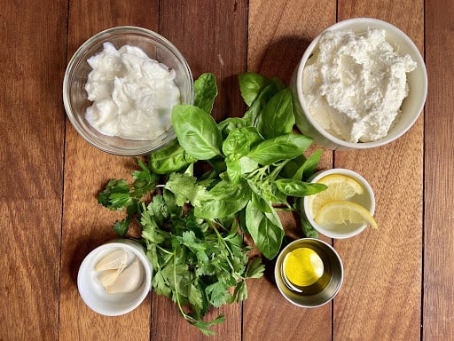 Ricotta Dip - Herbs, herbs, herbs, and some other ingredients (Photo by Erich Boenzli)