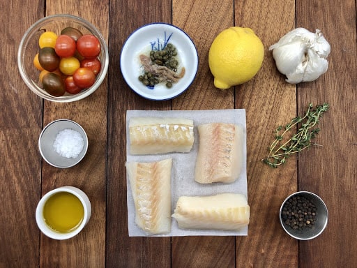 Oven Baked Cod - Classic ingredients plus anchovies and capers (Photo by Erich Boenzli)