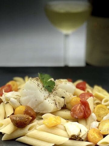 Oven Baked Cod - Delicious cod fillet with a glass of Chardonnay (Photo by Erich Boenzli)