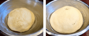 Homemade Cinnamon Rolls - Before and after the first rise (Photo by Viana Boenzli)