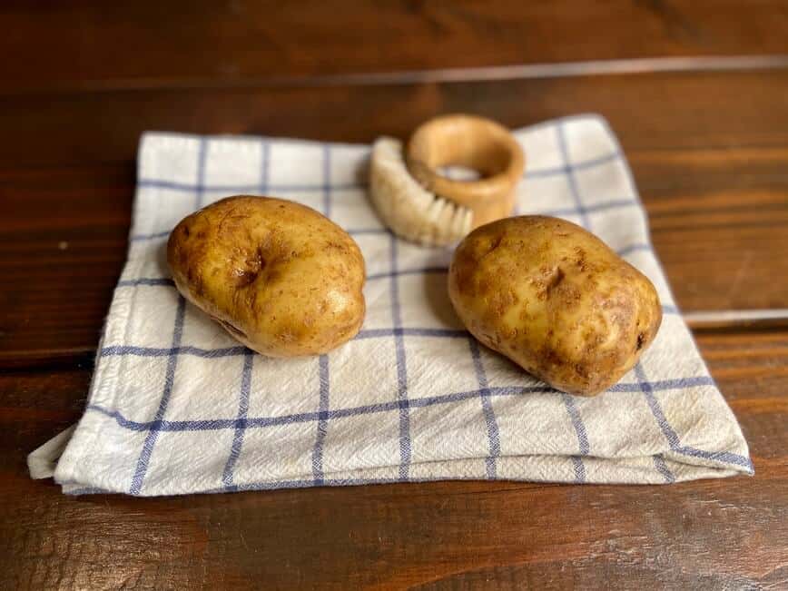 Potatoes scrubbed clean.