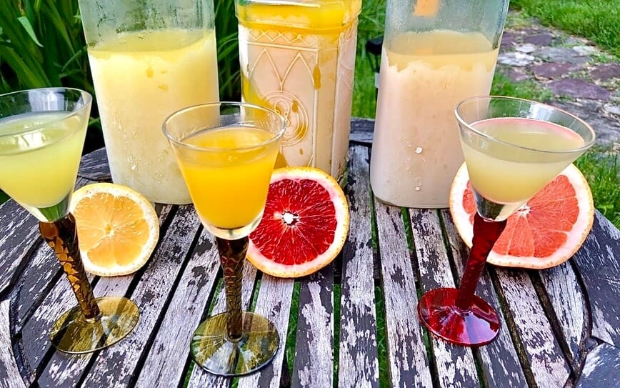 Limoncello, arancello rosso, and pompelmocello.