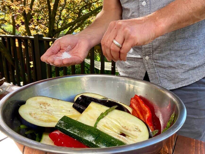 Grilling Vegetables - Olive oil, sea salt, and freshly cracked pepper (Photo by Erich Boenzli)