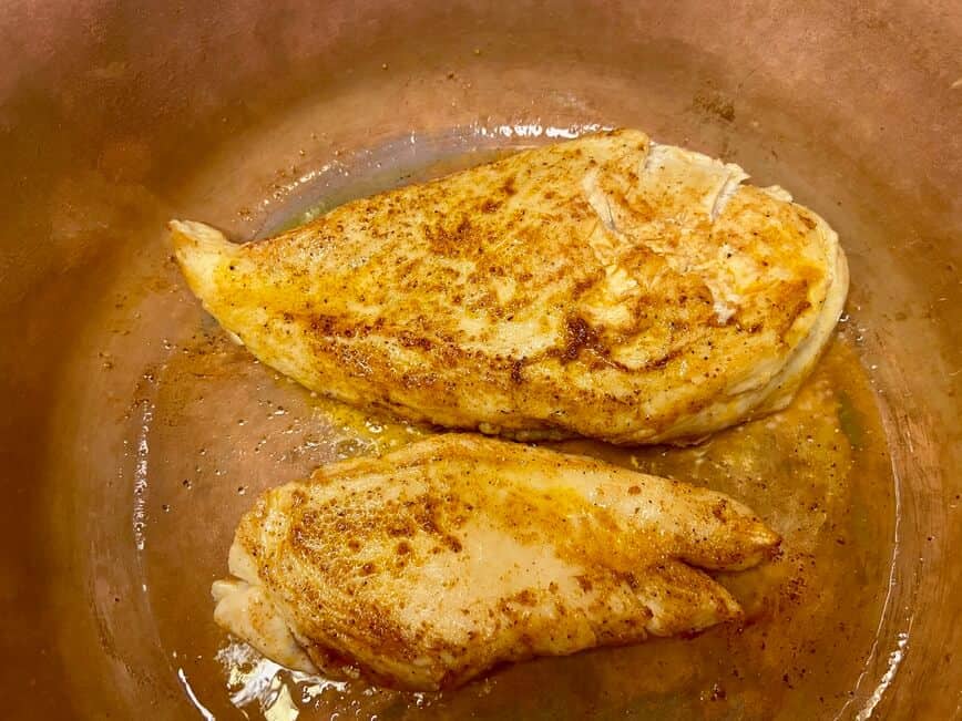 Chicken in Dutch oven.