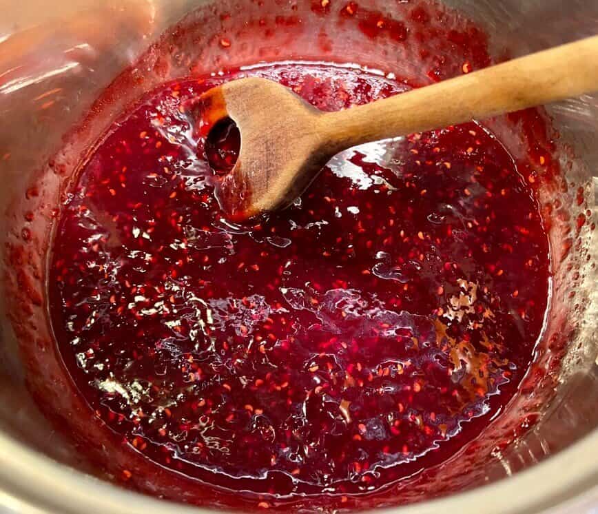 Making jam in a pot.