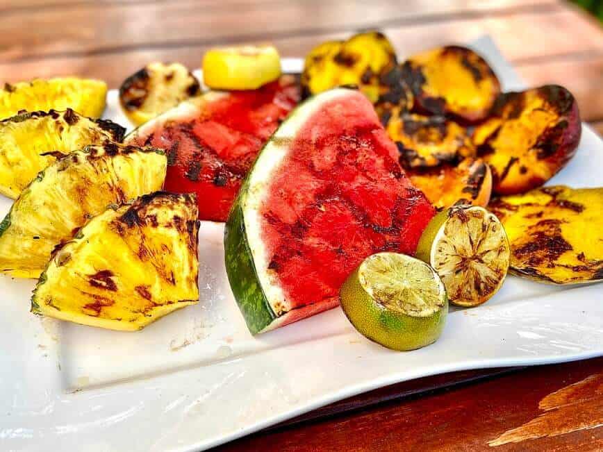 Grilling fruits.
