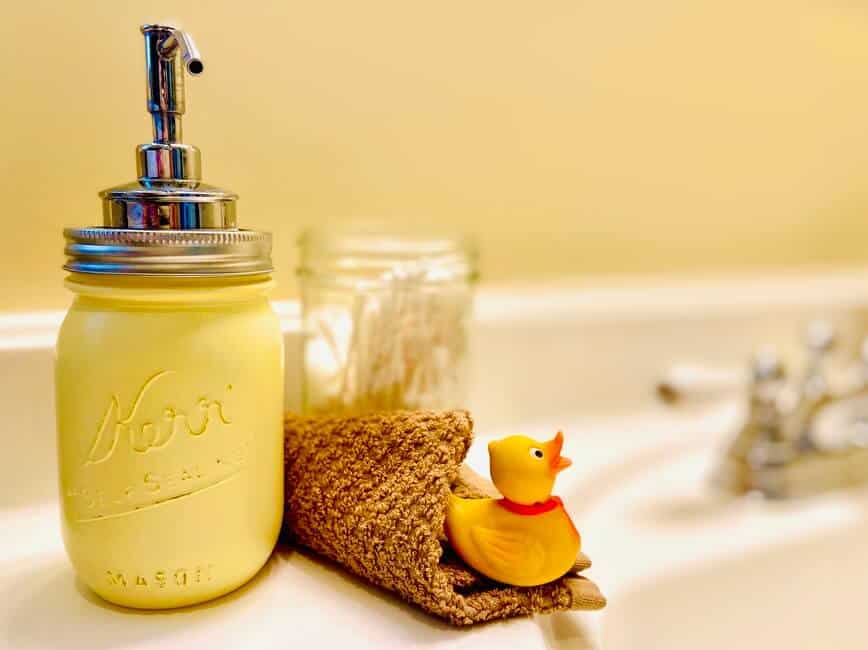 Mason jar soap dispenser.