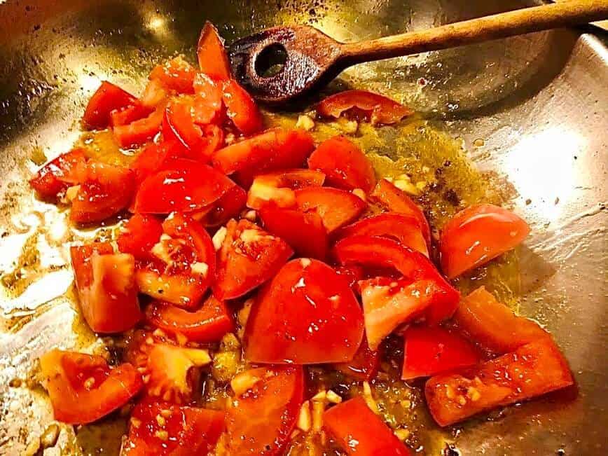 Cooking tomatoes.