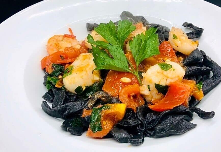 Squid ink pasta.