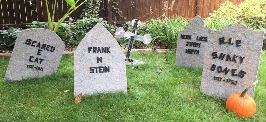 Halloween tombstones.