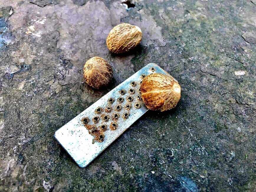 Nutmeg and a small grater.