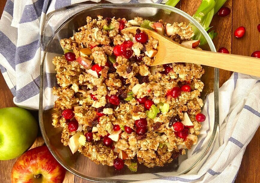 Thanksgiving stuffing with fruit.