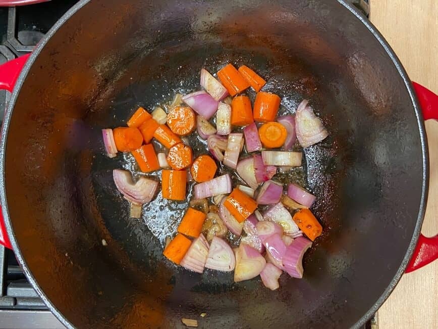 Sauteing vegetables.