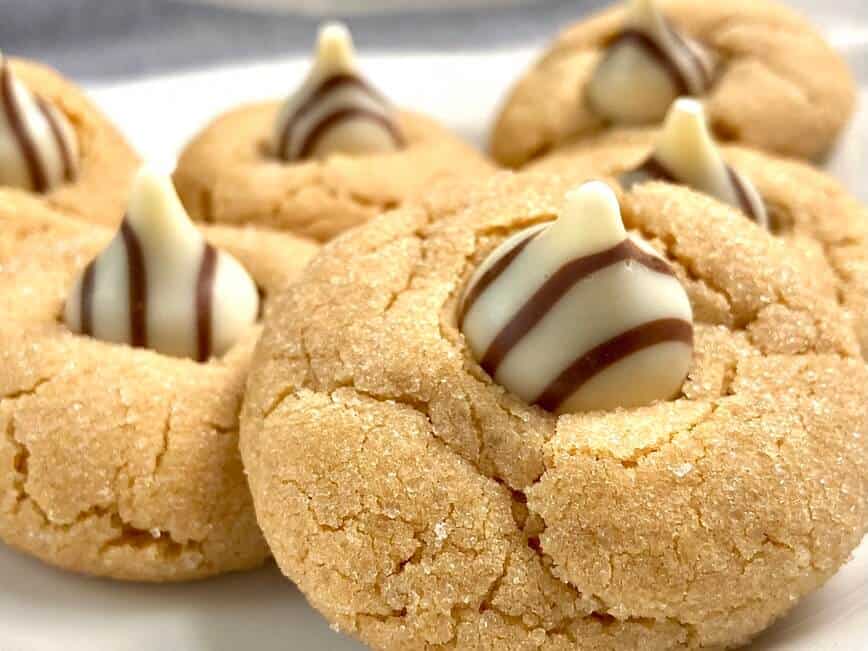 Soft peanut butter blossom cookies.