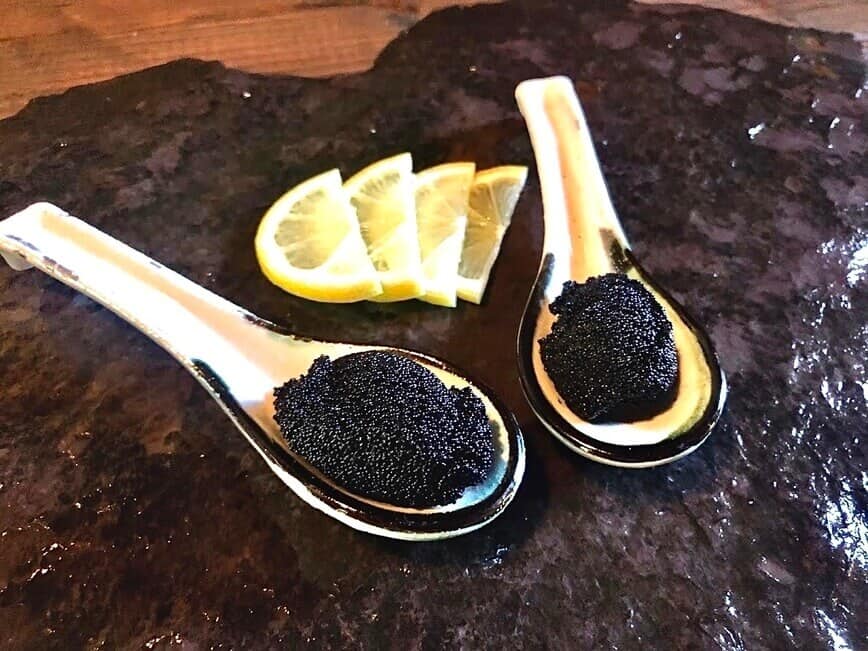 Fish roe, caviar.