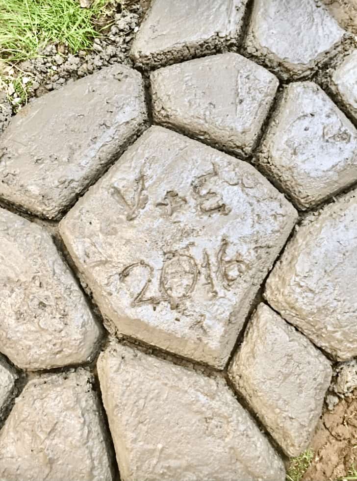 Carved V&E 2016 into the concrete.