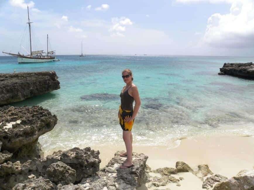 Viana on the beach in Aruba.