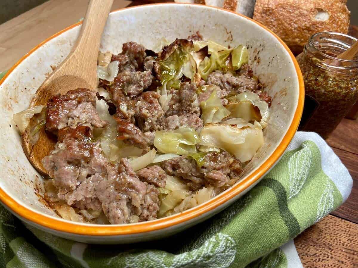 Cabbage and sausage casserole recipe.