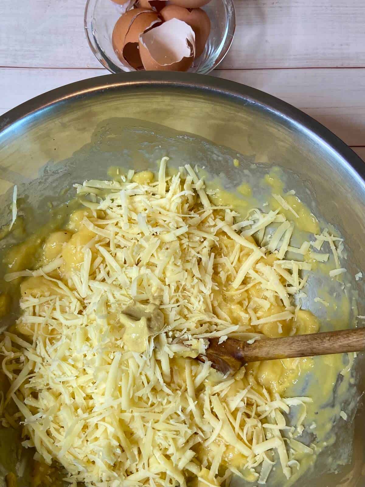 Add cheese and seasoning.