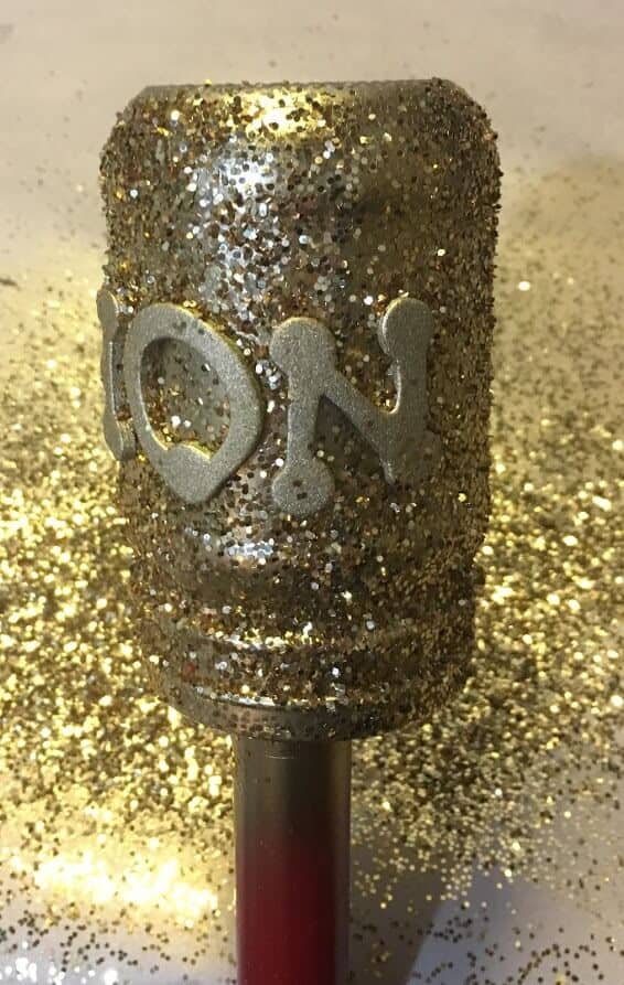 Paint & glitter applied to jar.