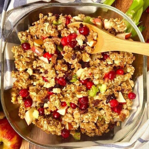 Thanksgiving stuffing with fruit.