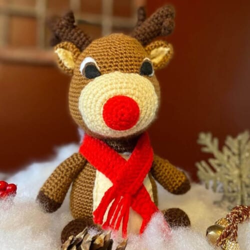 Rudolph the red nosed reindeer amigurumi.