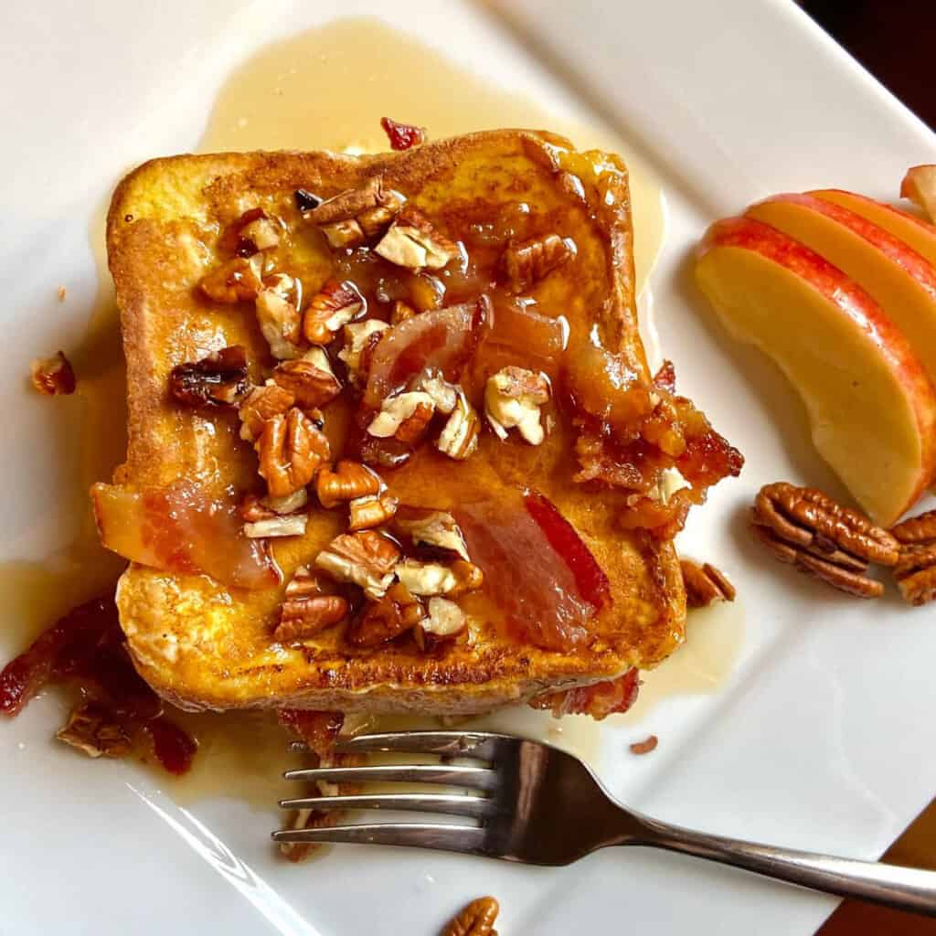 Bacon apple pecan stuffed french toast