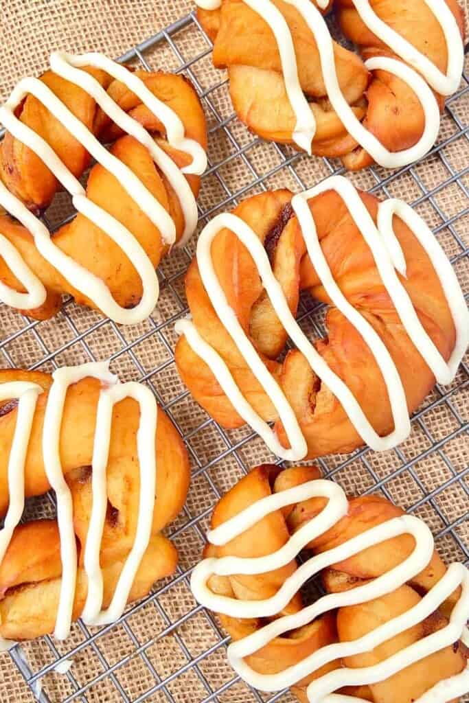 Cinnamon Roll Donuts - closeup overhead