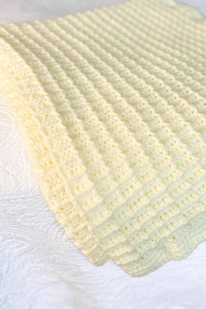 Waffle Stitch Crochet Blanket - over bed