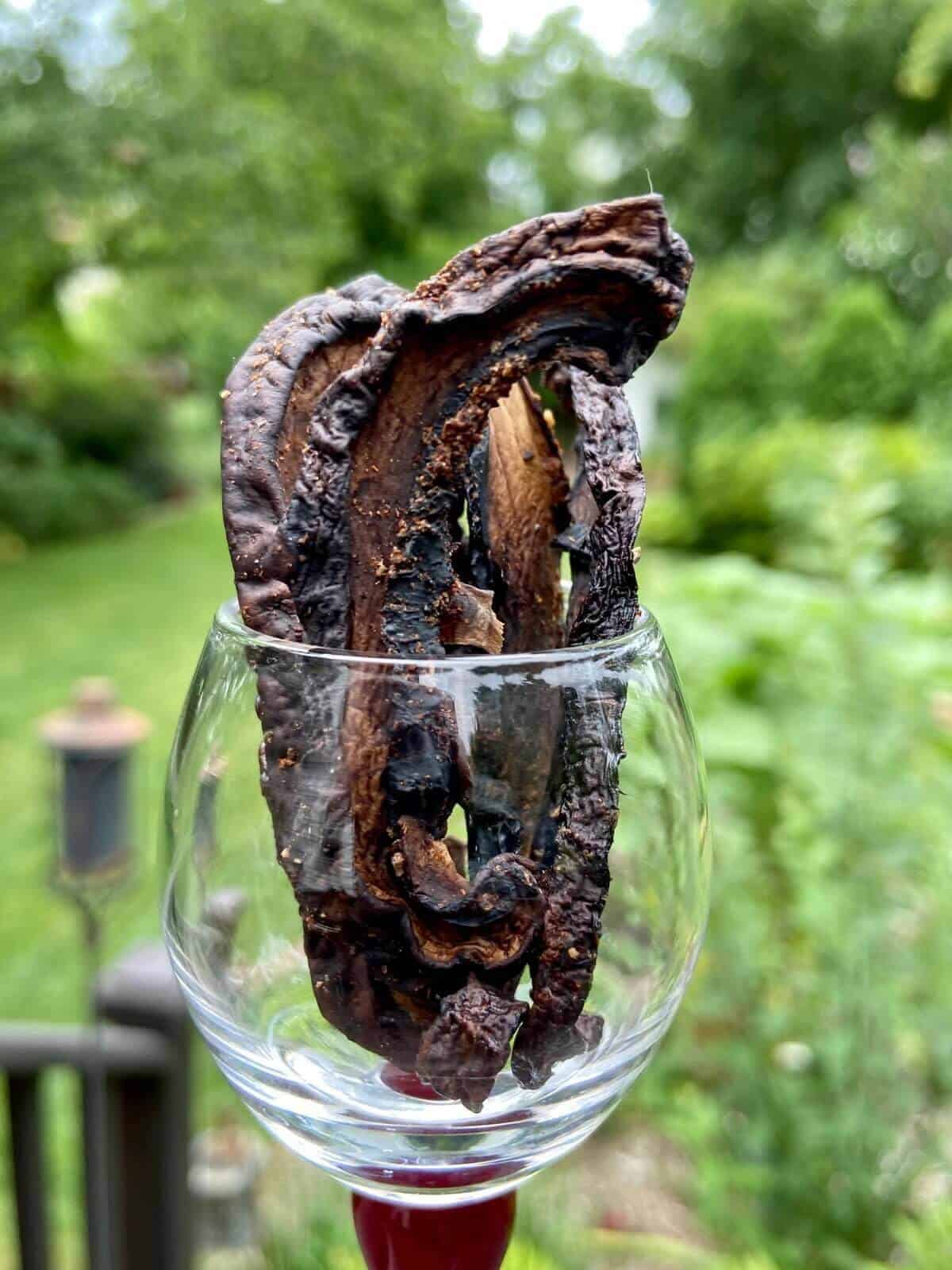 Jerky in glass.