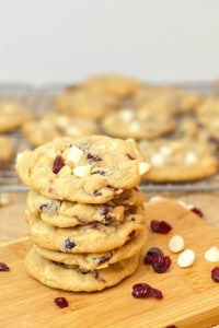 Five cookies stacked tall.