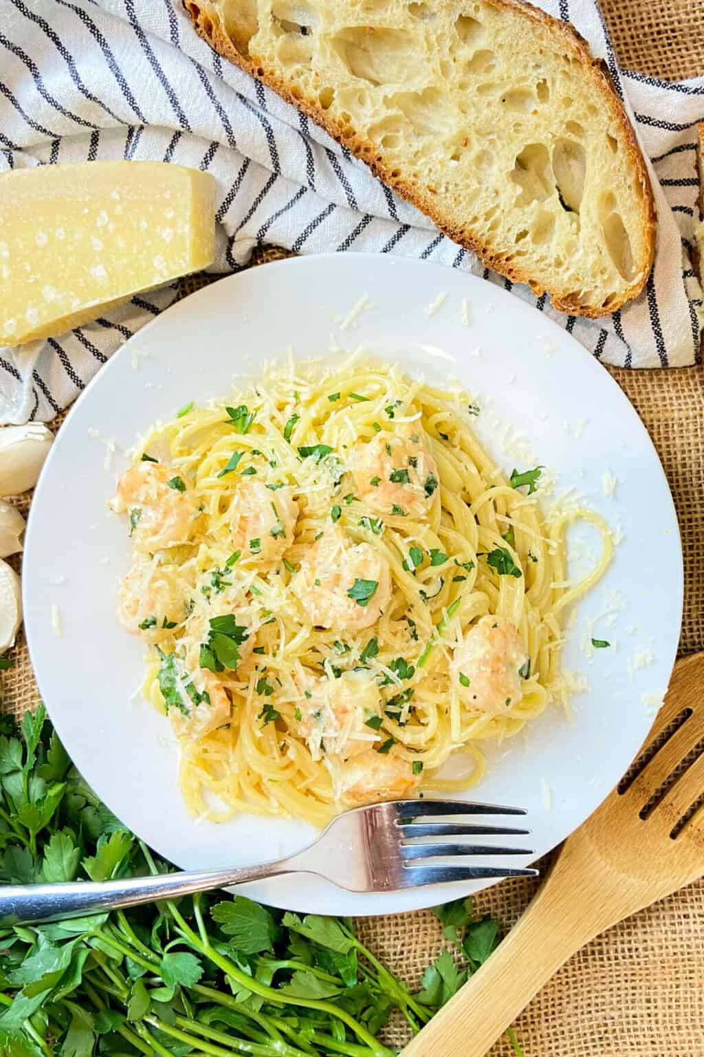 Creamy Garlic Shrimp Pasta - Maplewood Road