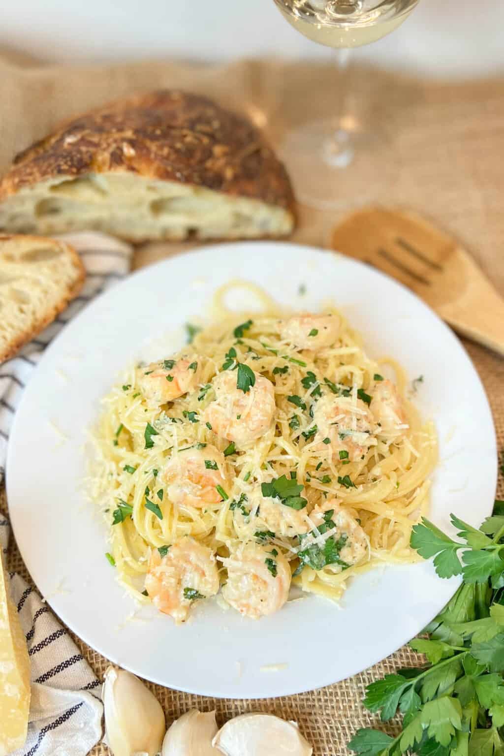 Creamy Garlic Shrimp Pasta - Maplewood Road