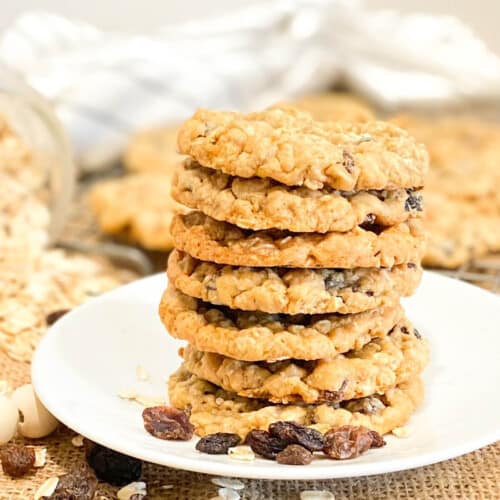Seven cookies in a tall stack.