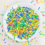 Finished colorful homemade sprinkles.