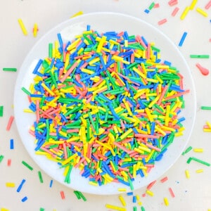 Finished colorful homemade sprinkles.