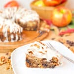 Harvest cake with cream cheese glaze.
