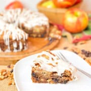 Harvest cake with cream cheese glaze.